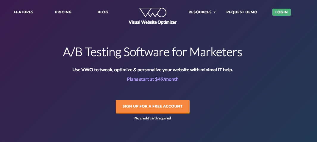 Esempio di AB Testing realizzato con Visual Website Optimizer
