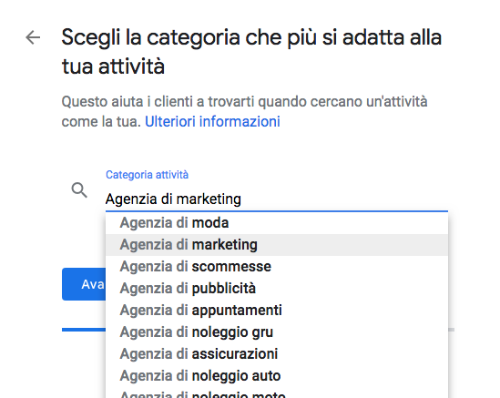 Categorie Google Business