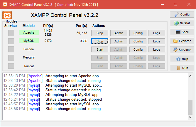 Xampp Control Panel